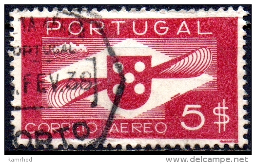 PORTUGAL 1937 Air. Shield And Propeller -   5e  - Red    FU - Gebraucht