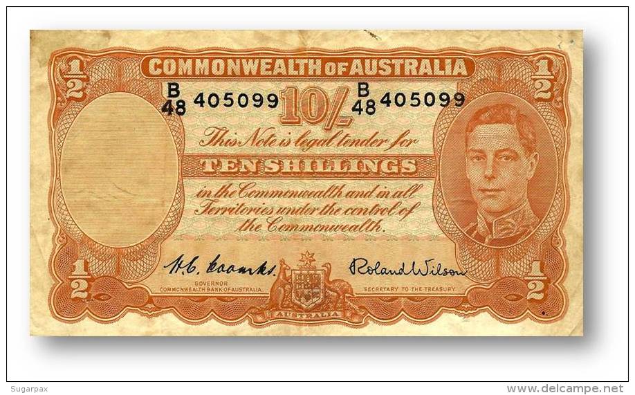 AUSTRALIA - 10 Shillings - Nd ( 1952 ) - P 25.d - Sign. H. C. Coombs And Roland Wilson - George VI - Commonwealth - 1938-52