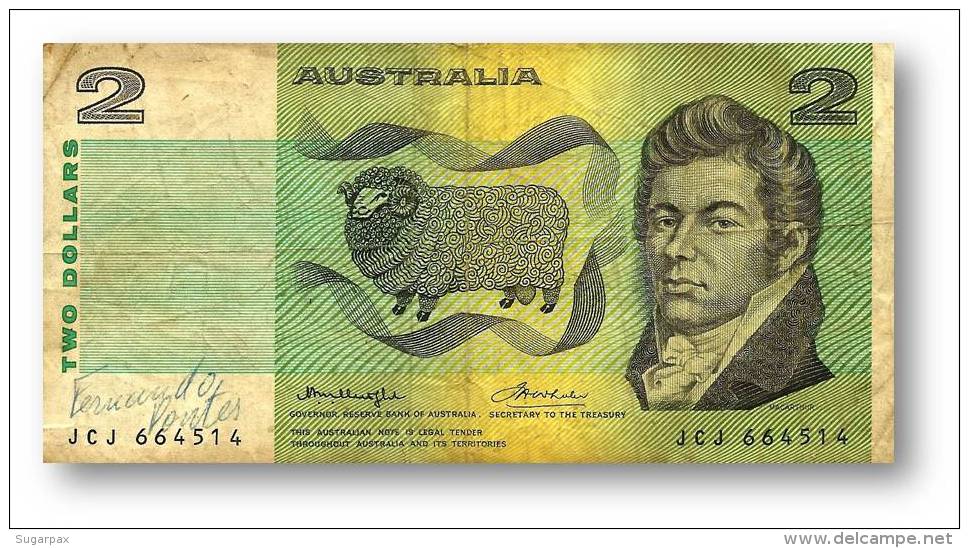 AUSTRALIA - 2 Dollars - Nd ( 1976 ) - P 43.b2 - Sign. H. M. Knight And F. H. Wheeler - Sir Joseph Banks - Reserve Bank - 1974-94 Australia Reserve Bank