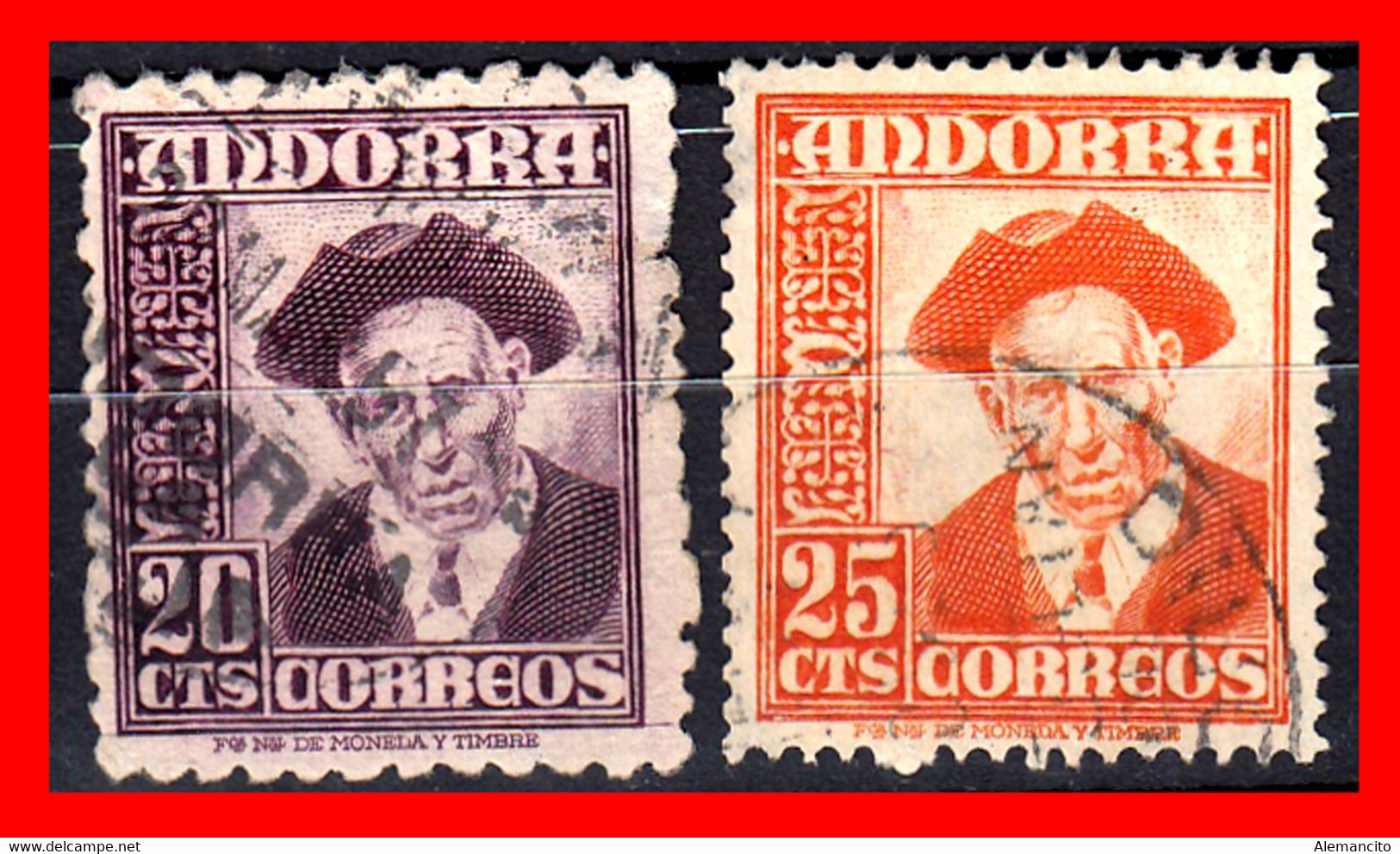 ANDORRA - CORREO ESPAÑOL 2 SELLOS  AÑO 1948 - Gebruikt