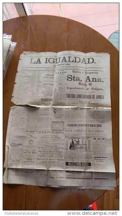 BP31 CUBA SPAIN NEWSPAPER ESPAÑA 1884  LA IGUALDAD 15/09/1884 - [1] Bis 1980