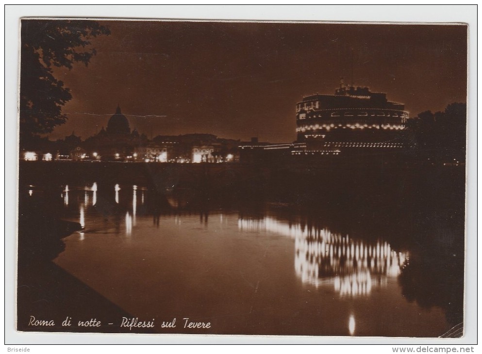 ROMA DI NOTTE RIFLESSI SUL TEVERE FOTOGRAFICA F/G VIAGGIATA 1940 (a) - Fiume Tevere