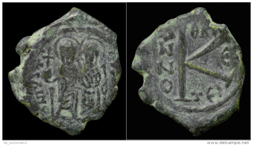 Justin II & Sophia AE Half Follis - Byzantines