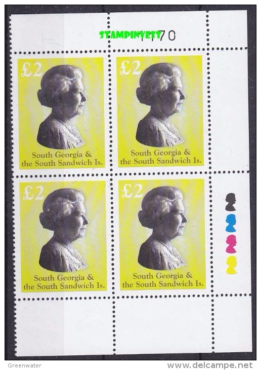 South Georgia 2003 Queen Elizabeth 1v  Bl Of 4 Corner ** Mnh (23227A) - South Georgia