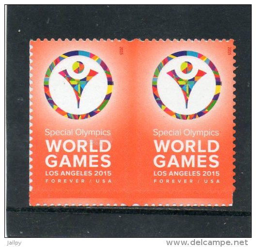 ETATS-UNIS      2 Timbres Se Tenant Forever   2015     Special Olympics World Games    Neufs - Unused Stamps