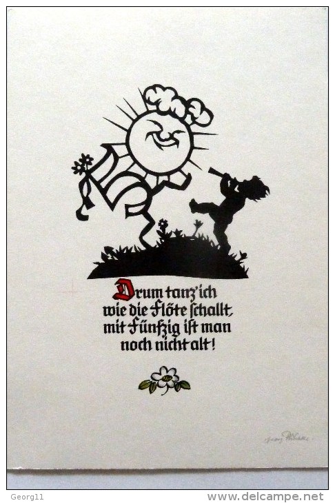 Drum Tanz Ich Wie Die Flöte Schallt, Mit Fünfzig....- Plischke Karte - Scherenschnitt, DDR 1981, Ngl. - Silhouettes