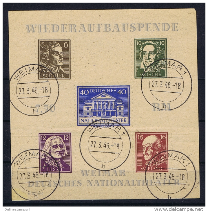 SBZ  Thuringen Block 3 Ba  Used FDC CAncel 27-3-1946 CV 2600 Euro Has A Fold - Usati