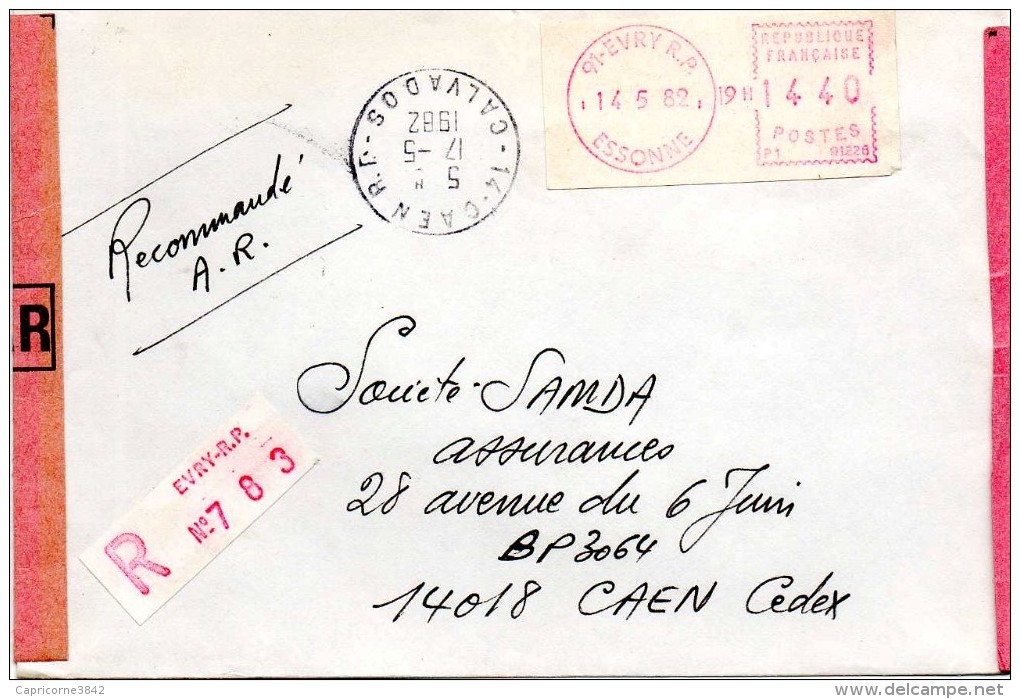 1982 - Lettre Recommandée Avec AR - Machine De Guichet De La CAMP Type P1 Avec étiquelle De Recommandé - Cartas & Documentos