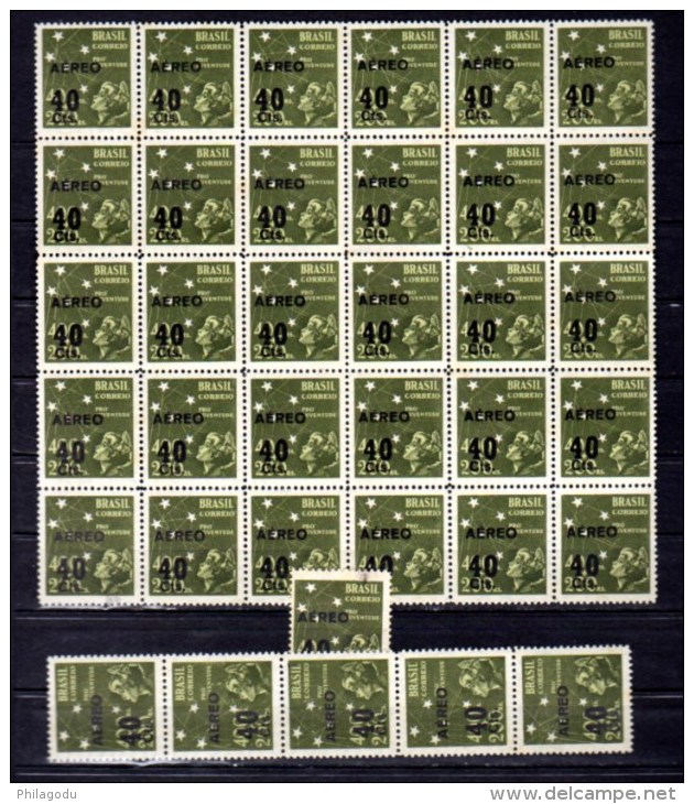 Croix Du Sud Et Enfant Surchargé, BRAZIL 36 X  PA 41 / 45** (points De Rouille), Cote 450 &euro; - Unused Stamps