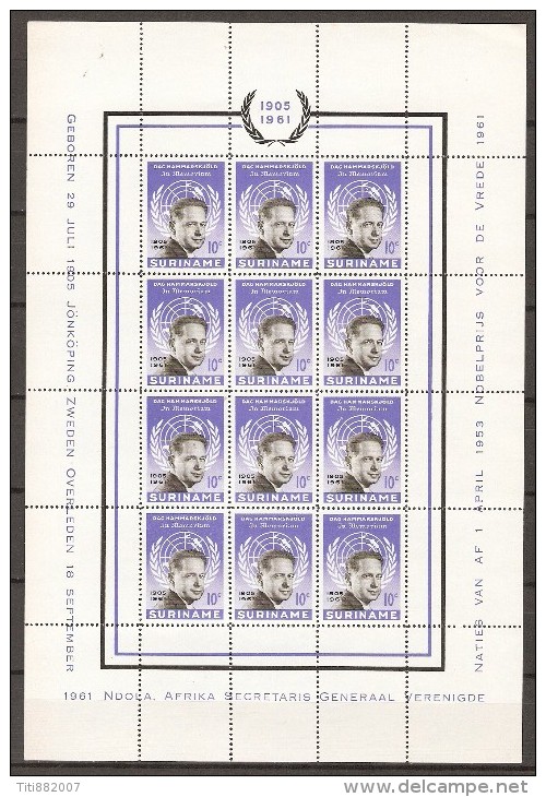 SURINAM.      1961.    Y&T N° 363 & 364 ** En Feuille   . Dag Hammarskjöld  /  ONU.  2 Scanns. - Dag Hammarskjöld