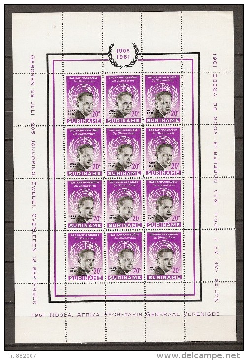 SURINAM.      1961.    Y&T N° 363 & 364 ** En Feuille   . Dag Hammarskjöld  /  ONU.  2 Scanns. - Dag Hammarskjöld