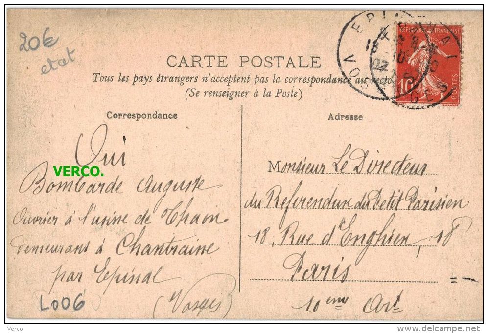 Carte Postale Ancienne De CHANTRAINE – LE ROND POINT - Chantraine