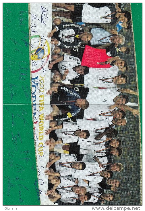 Germania -Folder Di 4 Pagg. Nazionale Tedesca  Mondiali Di Calcio Korea 2002  Con Foto E Autografi Della Squadra - 2002 – Corée Du Sud / Japon