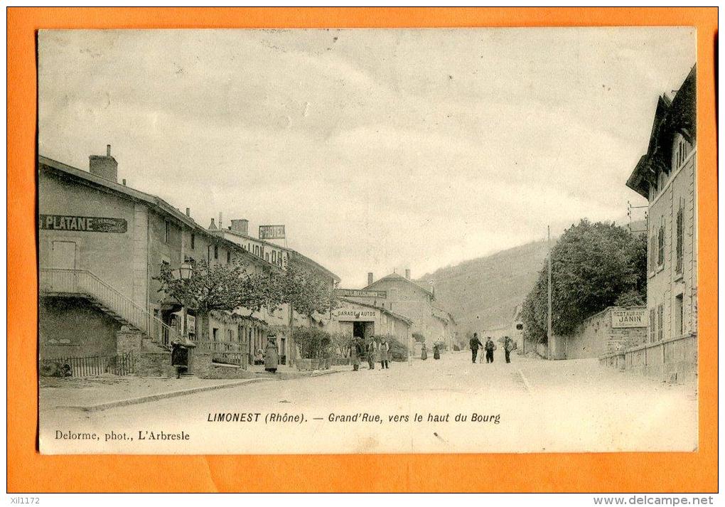 MNT-28  Limonest Grand Rue Vers Le Haut Du Bourg. ANIME. Cachet 1907 - Limonest
