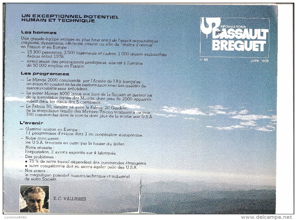 - Informations Livret Revue De 15 Pages ....DASSAULT - BREGUET....n° 45...Juin 1979....Top...Avions... - Aviation