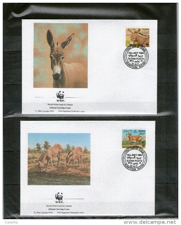 ANE: 4 FDC WWF SOUDAN 1994 - Donkeys