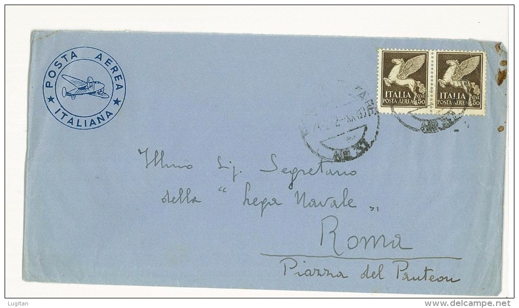 ITALIA REGNO - LETTERA POSTA AEREA - PER LEGA NAVALE - ANNO 1940 - Poststempel (Flugzeuge)