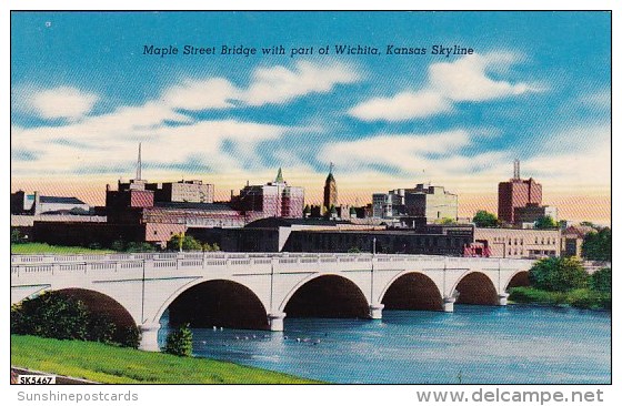 Maple Street Bridge With Part Of Wichita Kansas Skyline Wichita Kansas - Wichita