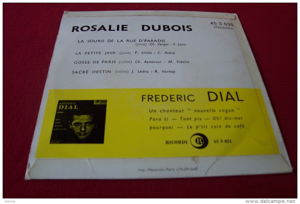 ROSALIE  DUBOIS  ° LA SOURIS DE LA RUE D' PARADIS + 3 TITRES - Vollständige Sammlungen