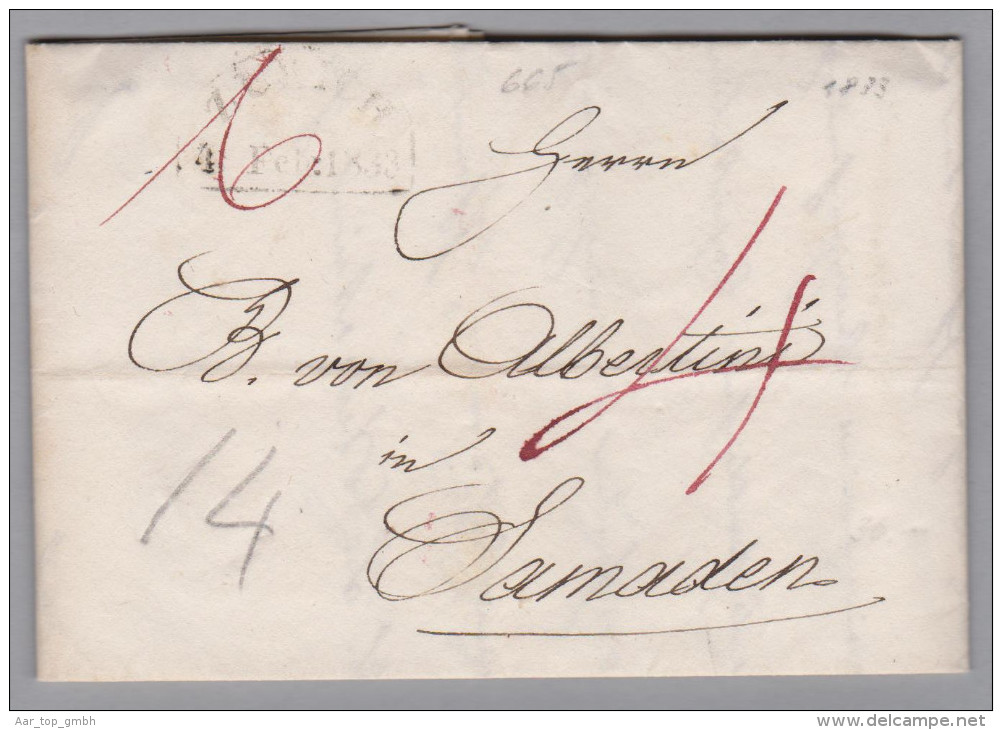 Schweiz Vorphila 1833-02-04 Zürich Brief Nach Samaden - ...-1845 Prephilately