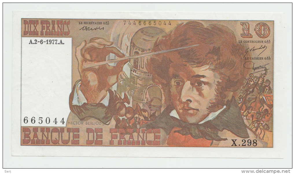 FRANCE 10 FRANCS 2-6- 1977 AUNC Pick 150c  150 C - 10 F 1972-1978 ''Berlioz''