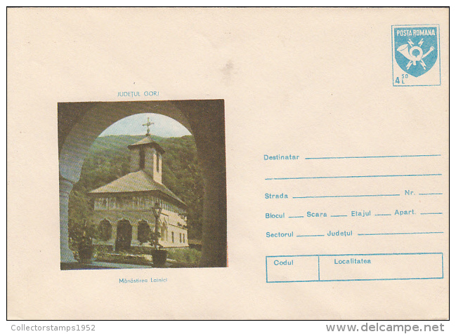 24931- LAINICI MONASTERY, COVER STATIONERY, 1990, ROMANIA - Abbayes & Monastères