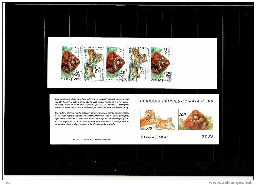 2 Carnets MH 99 Et  MH 101 Oblitérés ( YT 281/284)  Zoo De Prague : Fennec Panda Tigre Ourang-Outan - Used Stamps