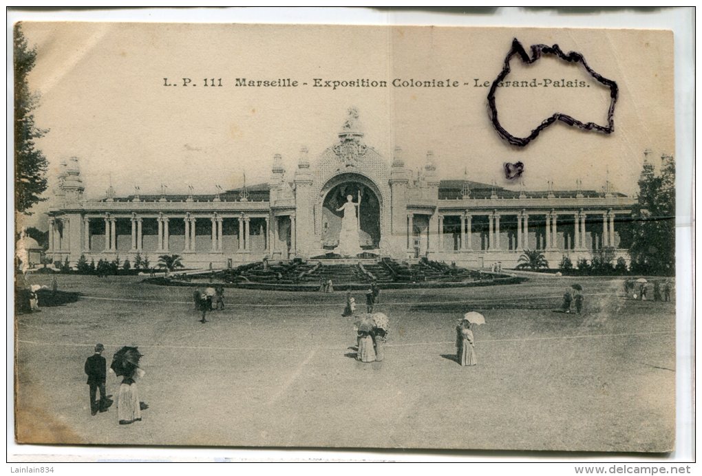 - 111 - Exposition Coloniale - MARSEILLE,Le Grand Palais, Animation, Craquelures,  Non écrite, BE, Scans. - Colonial Exhibitions 1906 - 1922