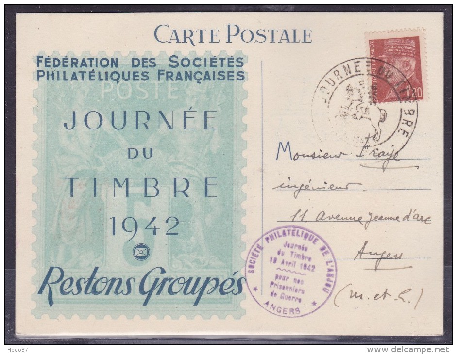 France Journée Du Timbre 1942 - Angers - ....-1949