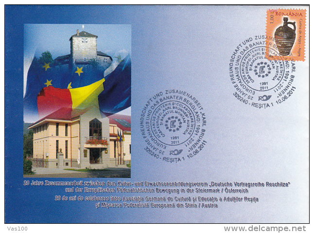 GERMANS IN BANAT ASSOCIATION AND STYRIA MOVEMENT COOPERATION, SPECIAL COVER, 2011, ROMANIA - Brieven En Documenten