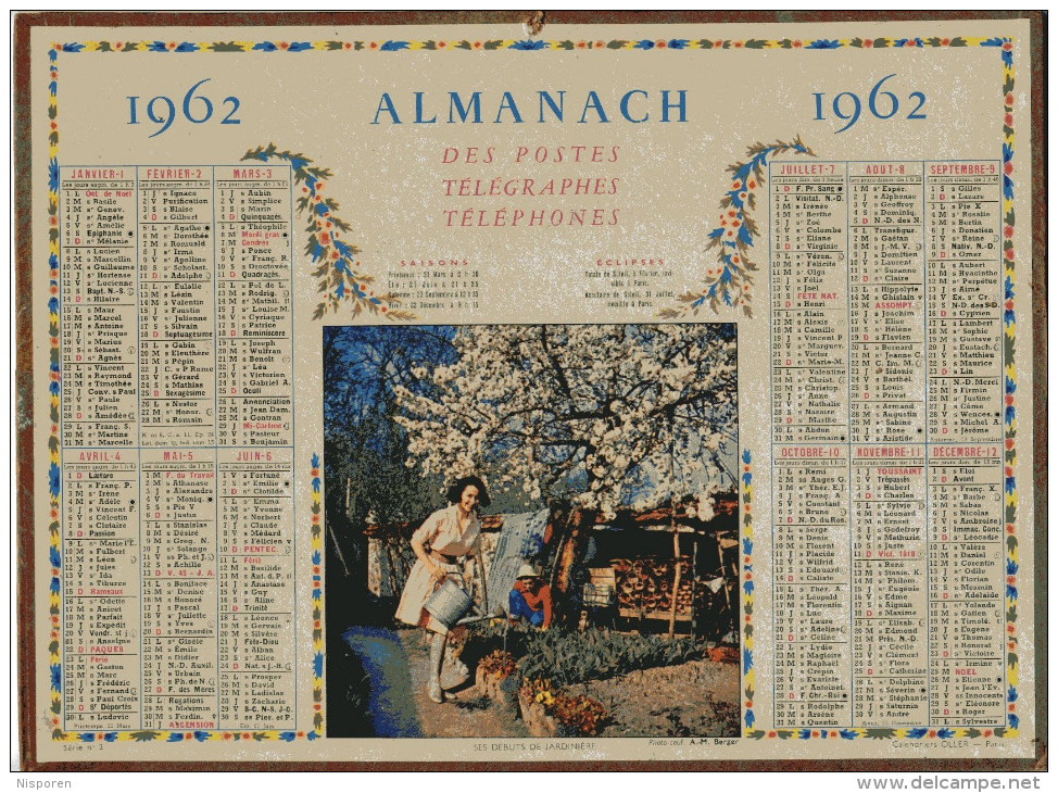 Almanach Des Postes Télégraphes Téléphones 1962 - Ses Débuts De Jardinière - Distribué Dans L´Ain - Grand Format : 1961-70