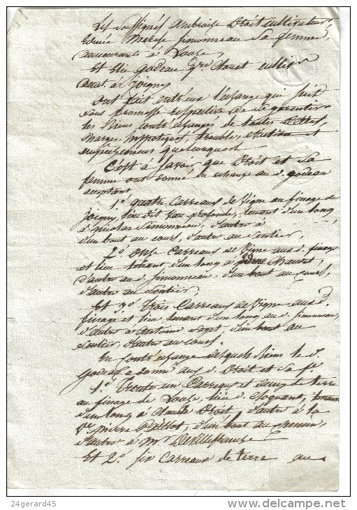 DOC. NOTARIAL 1 FEUILLE P.F CACHET IMPERIAL HUMIDE 25 CENTS + CACHET SEC 2401/1813 - Reglement Rente St Cydroine Looze - Algemene Zegels