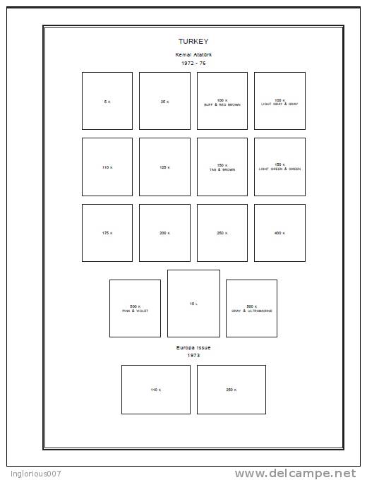 TURKEY STAMP ALBUM PAGES 1863-2011 (505 pages)