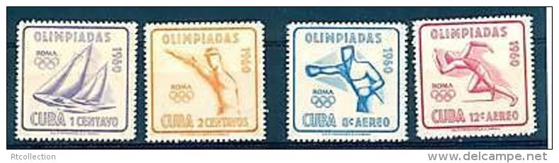 Cuba 1960 Summer Olympic Games Rome Sports Yachting Sailboats Marksman Boxer Runner Stamps MNH Sc 645-6 Michel 669-672 - Ongebruikt