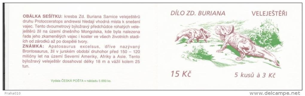 Czech Rep. / Stamps Booklet (1994) 0042-0044 ZS 1 (3 Pcs.) Zdenek Burian (1905-1981) Czech Painter: "Dinosaurs" (I0145) - Neufs