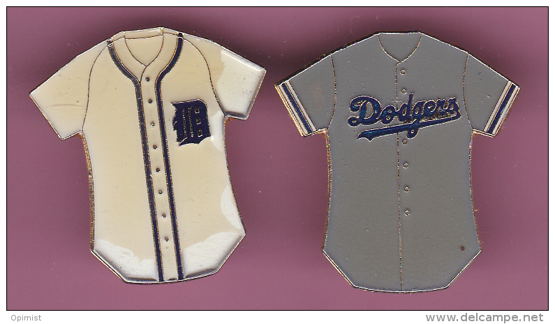 46240-lot De 2 Pin's .Base Ball.Detroit Tigers.Dodgers. - Baseball