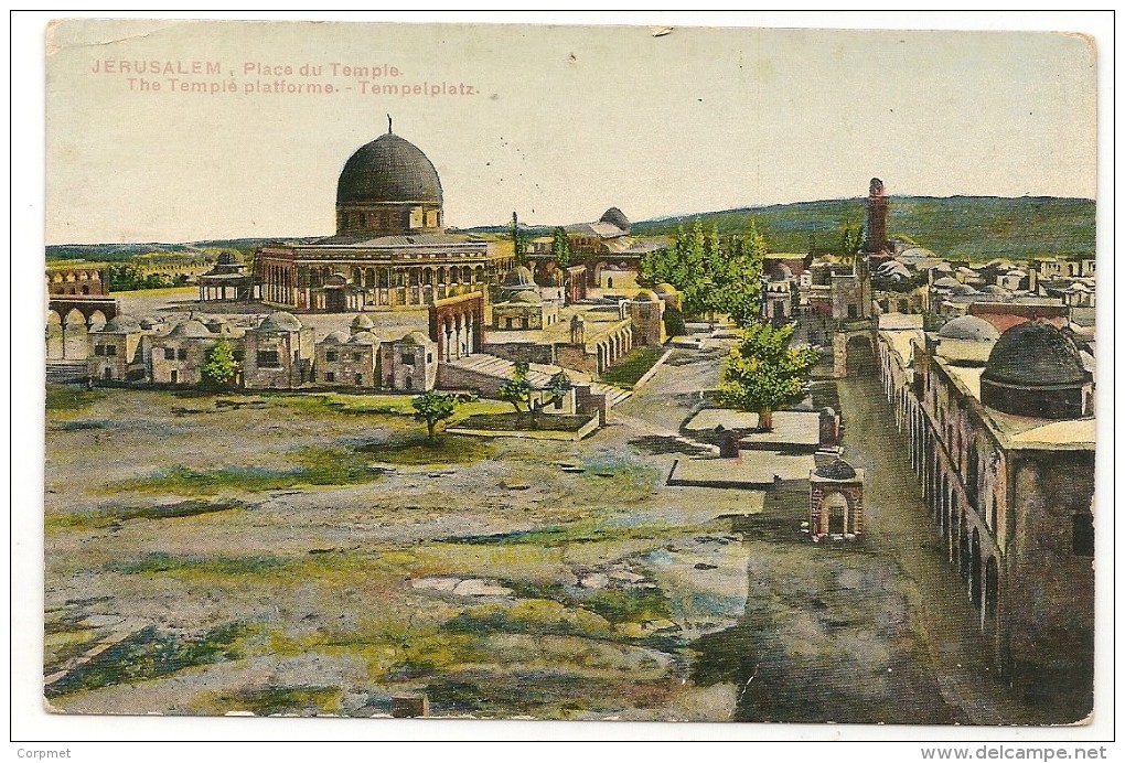 AUSTRIA OFFICES IN JERUSALEM - 1913 Vf POSTCARD - Place Du Temple -from JERUSALEM To FLOBECQ,  BELGIQUE- Yv 104 Seul St - Levante-Marken