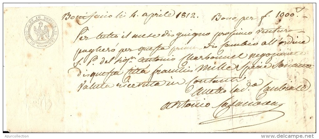 BONIFACCIO . CORSE . CHEQUE DE 1812 - Schecks  Und Reiseschecks