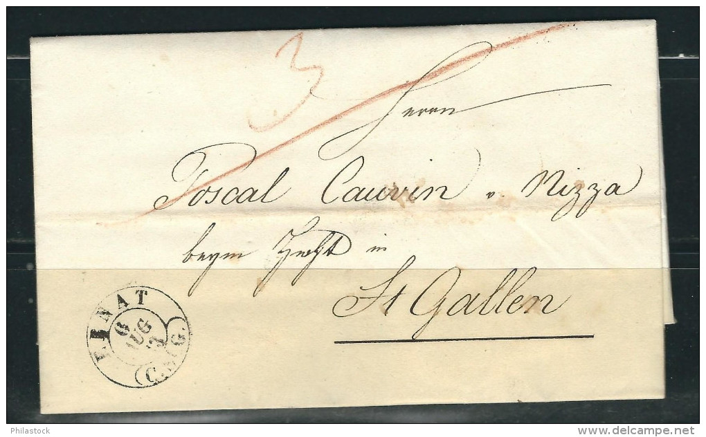 SUISSE 1843 Marque Postale Taxée De Ebnat - ...-1845 Prephilately