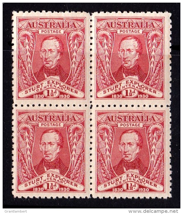 Australia 1930 Sturt Explorer 11/2d Block Of 4 MNH - See Notes - Nuevos