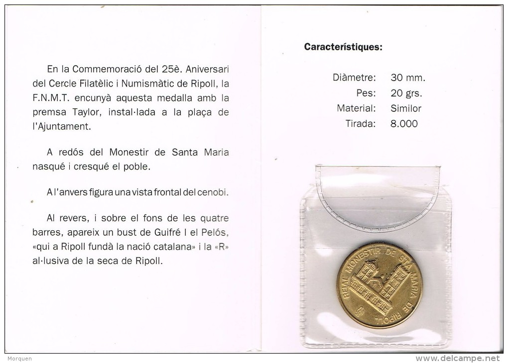 Medalla Conmemorativa RIPOLL (Gerona) 1992. Monasterio De Ripoll Y Guifré I - Professionali/Di Società