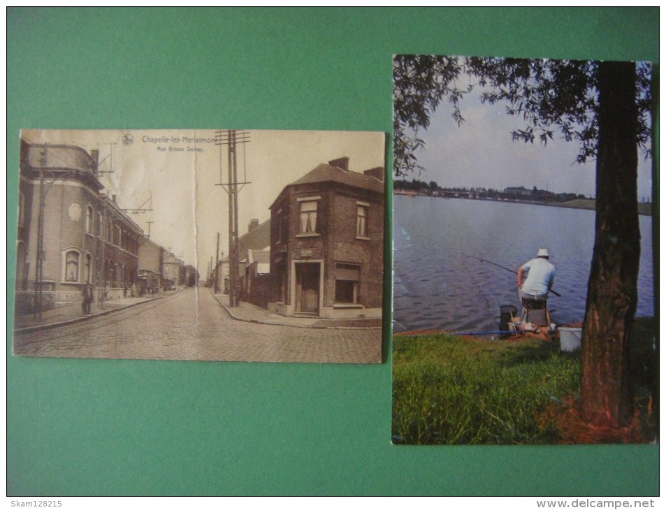 Lot De 2 Cartes De CHAPELLE - LEZ - HERLAIMONT ( Rue Ernest Solvay - Pêche Au Domaine De Clairefontaine ) - Chapelle-lez-Herlaimont