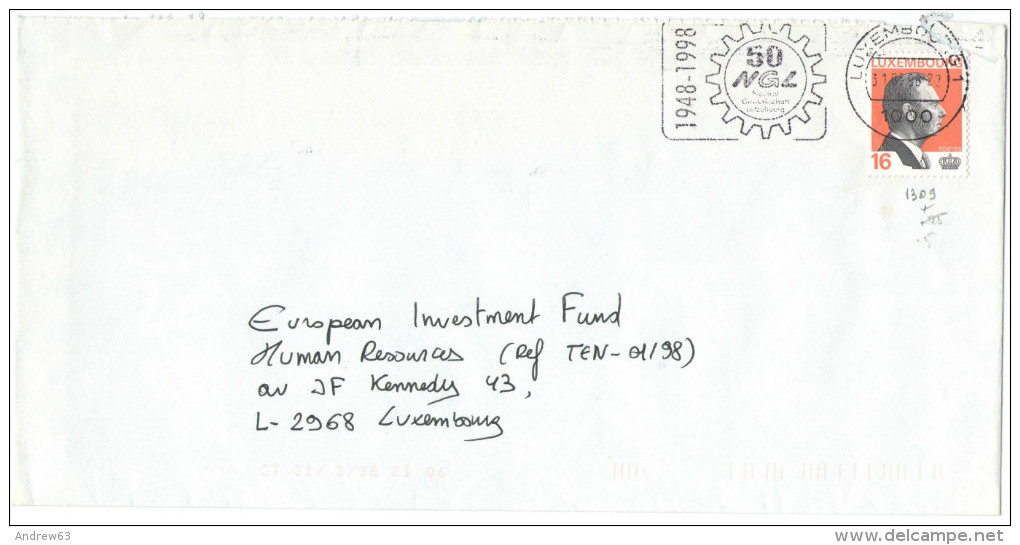 LUSSEMBURGO - LUXEMBOURG - 1998 - 16 F - Flamme 50° NGL - Viaggiata Da Luxembourg Per Luxembourg - Covers & Documents