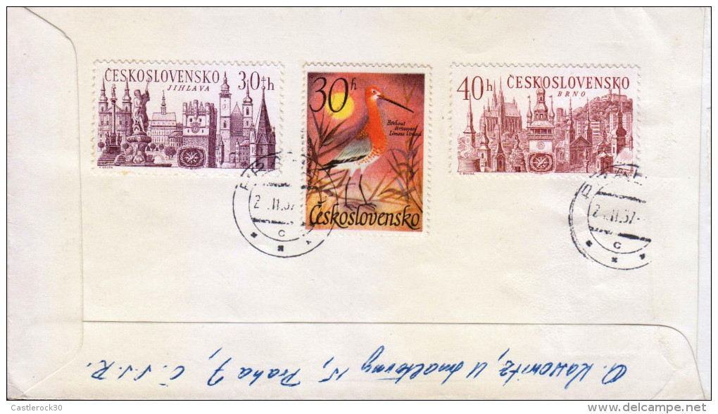 G)1967 CZECHOSLOVAKIA, RIVERBRIDGES-MUSIC INSTRUMENTS- CHURCHES, PRAGUE, VIEWS AND TOURIST YEAR EMBLEM, FIRST INTERNATIO - Brieven En Documenten