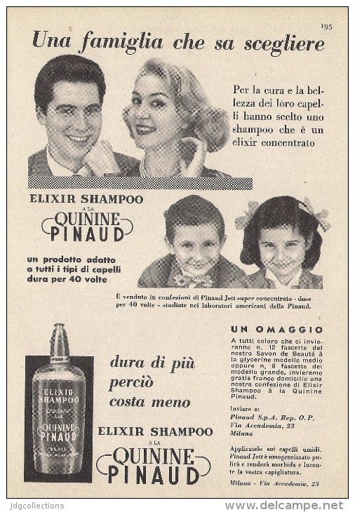 # PINAUD QUININE ELIXIR SHAMPOO 1950s Advert Pubblicità Publicitè Reklame Cosmetics Protector Beautè - Zonder Classificatie