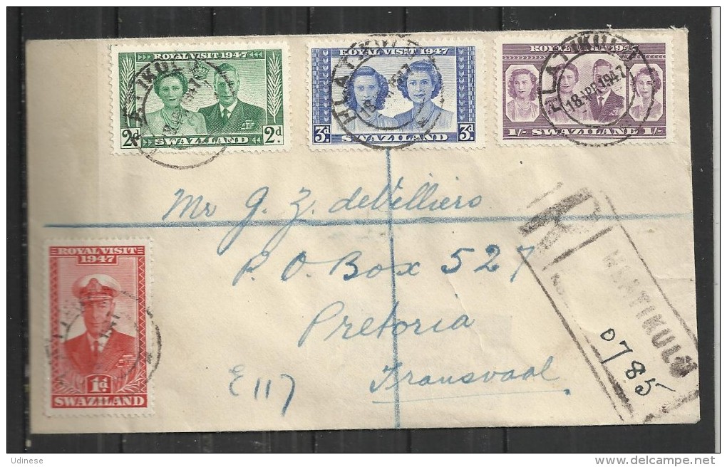 SWAZILAND 1947 - COVER WITH ROYAL VISIT CPL SET - USED OBLITERE GESTEMPELT USADO - VERY VERY RARE!!! - Swasiland (...-1967)