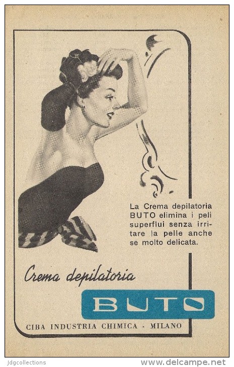 # CREMA DEPILATORIA CIBA BUTO 1950s Advert Pubblicità Publicitè Reklame Hair Removal Cream Creme Depilatoire Protector - Sin Clasificación