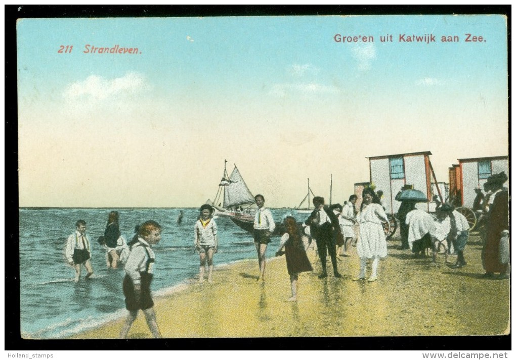 KATWIJK AAN ZEE - NR 211 STRANDLEVEN GELOPEN 1938 (3593i) - Katwijk (aan Zee)