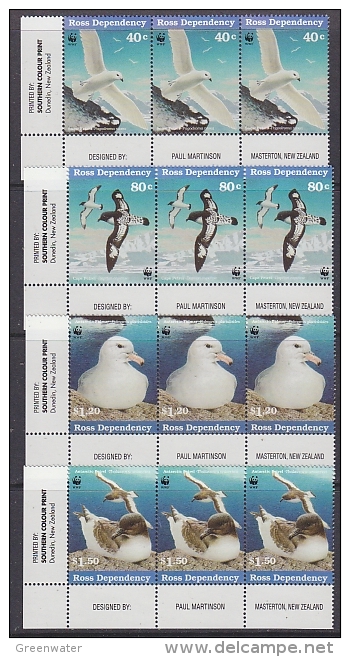 Ross Dependency 1997 Sea Birds WWF 4v  (strip 3 Sets, Corner)  ** Mnh (23908) - Ongebruikt