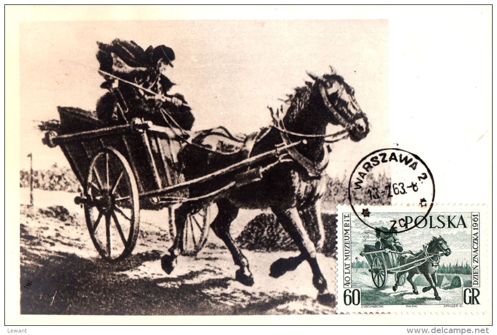 PO 01 - Maximum Card - Stamp Day - Horse And Stagecoach - Maximum Cards